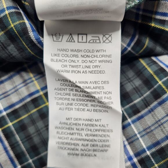 J. Crew Embellished Sequin Button Up Tartan Plaid Top Forest Green Cotton Medium - Picture 11 of 11